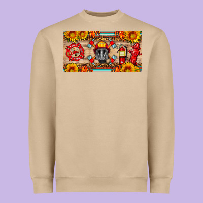 Firefighter Air Mask Sunflower And Elementary License Plate Heavyweight Sweatshirt Designed By Hra Design Shop