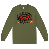 Army Green me de la herencia hispana hand fan Long Sleeve Tee - BundleAndBundleShop