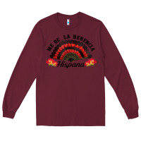 Burgundy me de la herencia hispana hand fan Long Sleeve Tee - BundleAndBundleShop