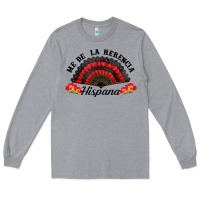 Heather Grey me de la herencia hispana hand fan Long Sleeve Tee - BundleAndBundleShop