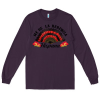Plum me de la herencia hispana hand fan Long Sleeve Tee - BundleAndBundleShop