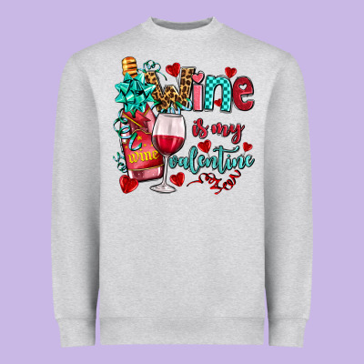 Wine Is My Valentine Olivia Heavyweight Sweatshirt Designed By Oliviacreatesart