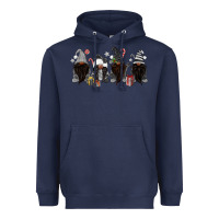 Navy grey christmas afro gnomies Heavyweight Hoodie - MaliasSmallBusiness