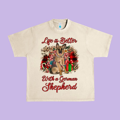 Christmas Life Is Better With A German Shepherd Urban Heavy Tee Designed By Jahusdesignshop