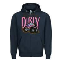 Navy let's play dirty Zipper Hoodie - MaliasSmallBusiness