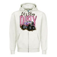 Oatmeal Heather let's play dirty Zipper Hoodie - MaliasSmallBusiness