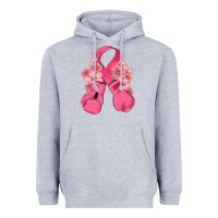 Heather Grey breast cancer with boxing gloves Heavyweight Hoodie - MaliasSmallBusiness