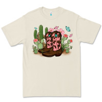 Bone cowboy boots with cactus Premium Tee - MaliasSmallBusiness