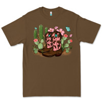Cacao cowboy boots with cactus Premium Tee - MaliasSmallBusiness