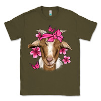 Army Green pink floral bandana goat Classic Tee - Jasminsmagicworld