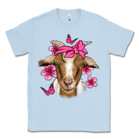 Dusty Blue pink floral bandana goat Classic Tee - Jasminsmagicworld