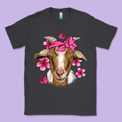 Pink Floral Bandana Goat Classic Tee Designed By Jasminsmagicworld