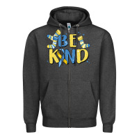 Charcoal Heather be kind Zipper Hoodie - MaliasSmallBusiness