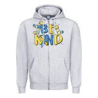 Heather Grey be kind Zipper Hoodie - MaliasSmallBusiness