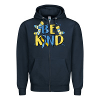 Navy be kind Zipper Hoodie - MaliasSmallBusiness