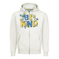 Oatmeal Heather be kind Zipper Hoodie - MaliasSmallBusiness