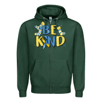 Sports Green be kind Zipper Hoodie - MaliasSmallBusiness