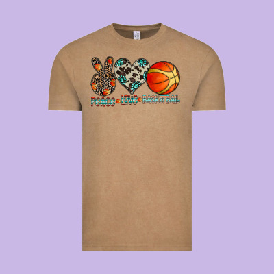 Peace Love Basketball Vintage Tee Designed By Cowhidedigitalart