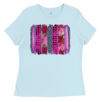 Baby Blue valentine's day floral leopard brushstroke Ladies Tee - AdoDesignShop