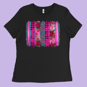 Valentine's Day Floral Leopard Brushstroke Ladies Tee Designed By Adodesignshop