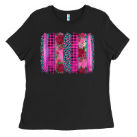 Black valentine's day floral leopard brushstroke Ladies Tee - AdoDesignShop