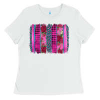 White valentine's day floral leopard brushstroke Ladies Tee - AdoDesignShop