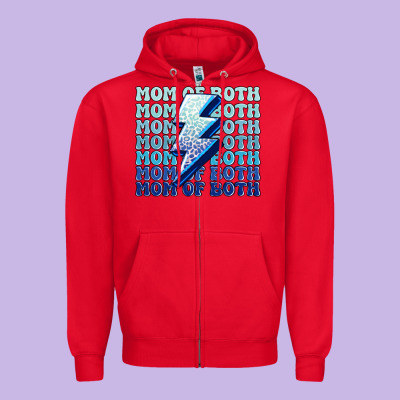 Mom Of Both Boys Zipper Hoodie Designed By Maliassmallbusiness