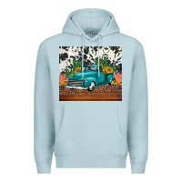 Blue Mist western farm truck cactus and sunflowers Premium Hoodie - Jasminsmagicworld