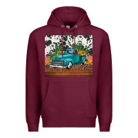 Burgundy western farm truck cactus and sunflowers Premium Hoodie - Jasminsmagicworld