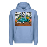 Colony Blue western farm truck cactus and sunflowers Premium Hoodie - Jasminsmagicworld