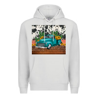 Dove Grey western farm truck cactus and sunflowers Premium Hoodie - Jasminsmagicworld