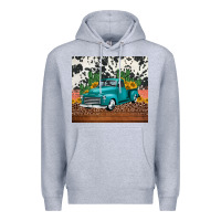 Heather Grey western farm truck cactus and sunflowers Premium Hoodie - Jasminsmagicworld