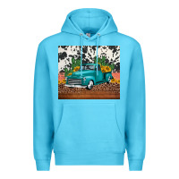 Ocean Blue western farm truck cactus and sunflowers Premium Hoodie - Jasminsmagicworld