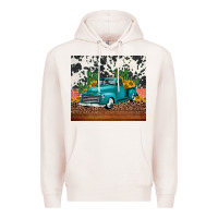 Pale Pink western farm truck cactus and sunflowers Premium Hoodie - Jasminsmagicworld