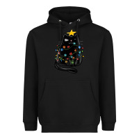 Black christmas cat with lights Heavyweight Hoodie - MaliasSmallBusiness