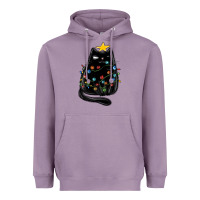Lavender christmas cat with lights Heavyweight Hoodie - MaliasSmallBusiness