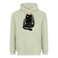 Matcha christmas cat with lights Heavyweight Hoodie - MaliasSmallBusiness