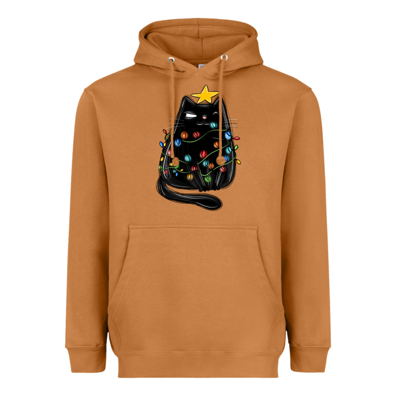 Christmas Cat With Lights Heavyweight Hoodie by MaliasSmallBusiness | Teevron