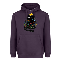 Plum christmas cat with lights Heavyweight Hoodie - MaliasSmallBusiness