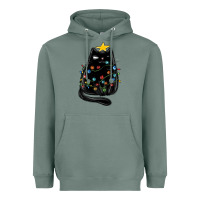Sage christmas cat with lights Heavyweight Hoodie - MaliasSmallBusiness