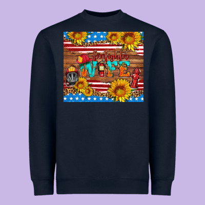 American Flag Firefighter Wife Heavyweight Sweatshirt Designed By Hra Design Shop