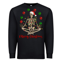 Black Merry Christmas skeleton Premium Sweatshirt - NancyCooperArtShop