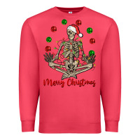 Cardinal Merry Christmas skeleton Premium Sweatshirt - NancyCooperArtShop