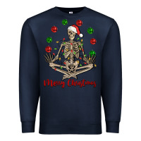 Navy Merry Christmas skeleton Premium Sweatshirt - NancyCooperArtShop