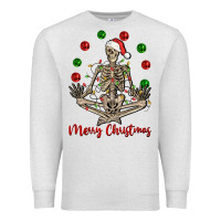Oatmeal Heather Merry Christmas skeleton Premium Sweatshirt - NancyCooperArtShop