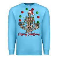 Ocean Blue Merry Christmas skeleton Premium Sweatshirt - NancyCooperArtShop