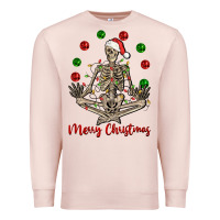 Pale Pink Merry Christmas skeleton Premium Sweatshirt - NancyCooperArtShop