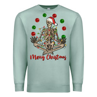 Seafoam Merry Christmas skeleton Premium Sweatshirt - NancyCooperArtShop
