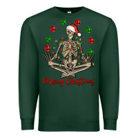 Sports Green Merry Christmas skeleton Premium Sweatshirt - NancyCooperArtShop