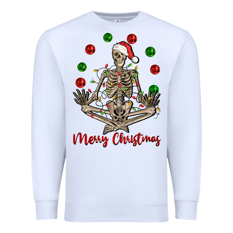 Merry Christmas Skeleton Premium Sweatshirt by NancyCooperArtShop | Teevron